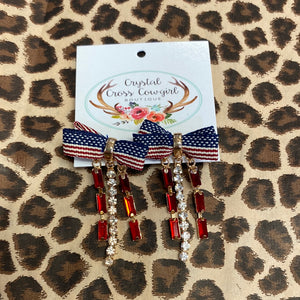 Bow American Flag Earrings