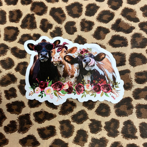 Floral Cow Trio Sticker