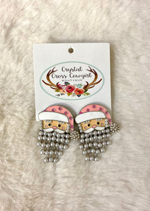 Pear Fringe Santa Earrings