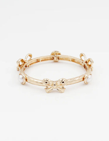 Gold Metal Bow Stretch Bracelet