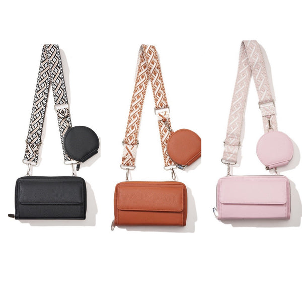 Vegan Leather Crossbody Duo Wallet Handbag