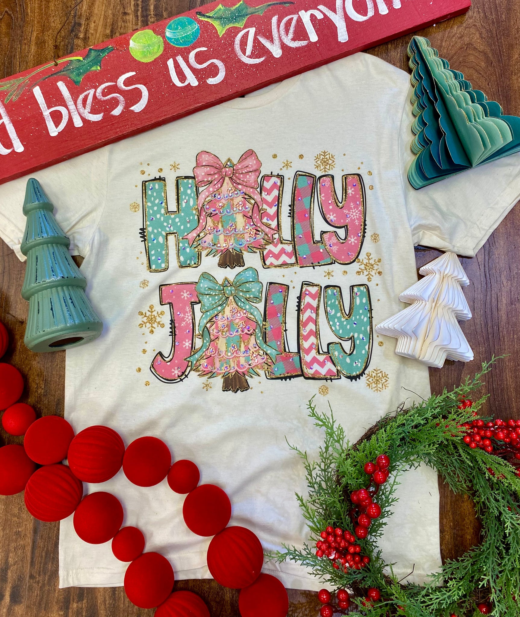 Holly Jolly Christmas Tee With Bling