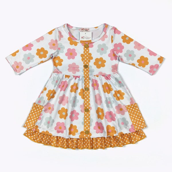 Mustard Daisy Girls Dress