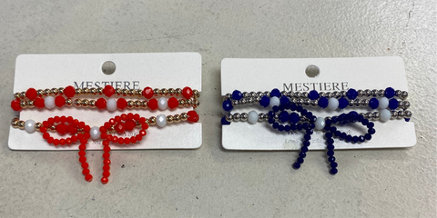 Sports Team Bow Colored Beaded Bracelets