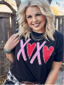 XOXO with Red Hearts Tee