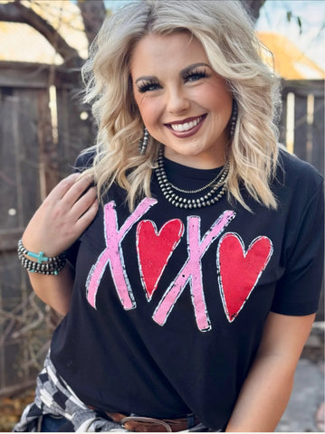 XOXO with Red Hearts Tee