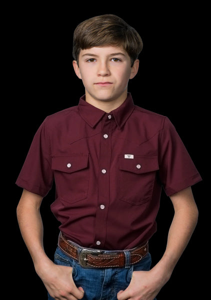 Ferrell Kid’s CORE-Maroon Short Sleeve Snap Shirt
