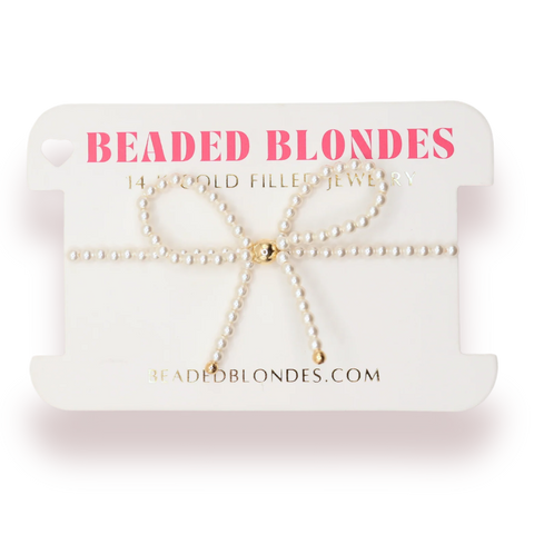 Beaded Blondes Pearl Bow Bracelet