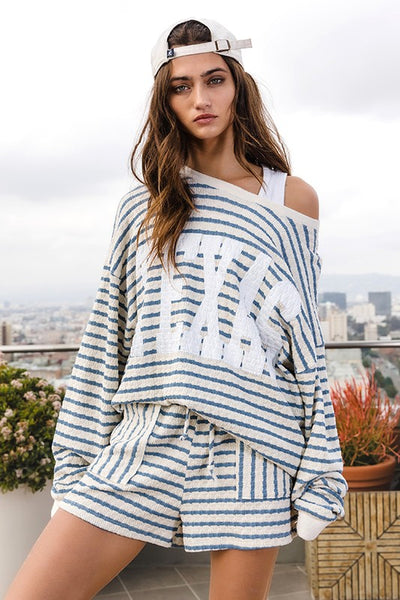 Texas Striped Ribbed Sweatshirt