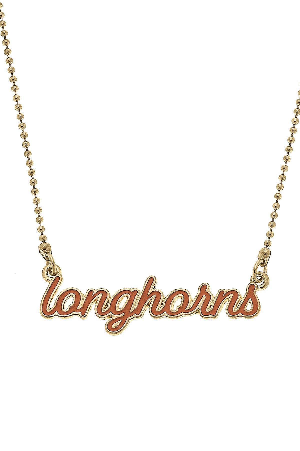 Texas Longhorns Enamel Script Necklace