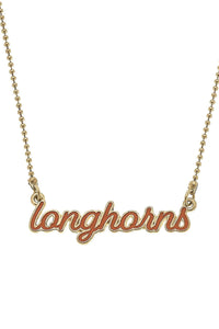 Texas Longhorns Enamel Script Necklace