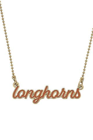 Texas Longhorns Enamel Script Necklace