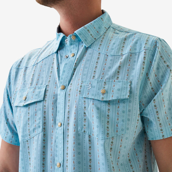 Burlebo Performance Western Shirt- Ranch Blue Jean