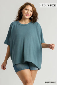Curvy Pepper Top-Dusty Blue