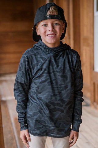 Burlebo Youth Performance Hoodie - Black Camo