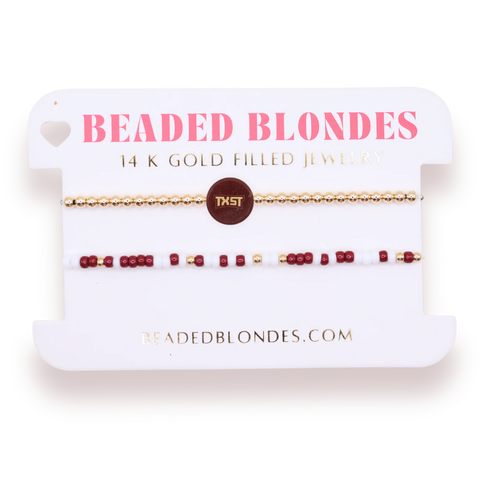 Beaded Blondes Texas State + Sprinkle Logo Bracelet Stack of 2