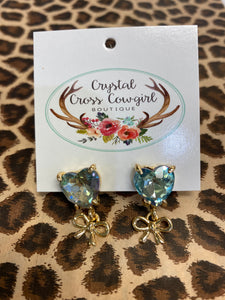 Heart Stone Bow Earrings