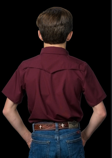 Ferrell Kid’s CORE-Maroon Short Sleeve Snap Shirt