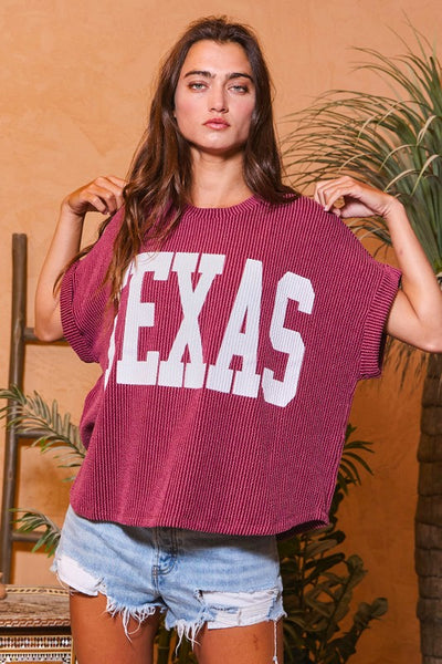 Texas Graphic Textured Top