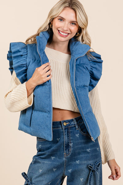 Denim Puffer Vest