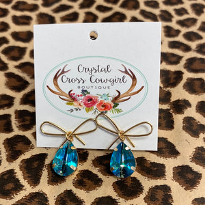 Bow Glass Stone Earrings