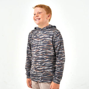 Burlebo Youth Performance Hoodie- Tiger Stripe Camo- Wetland