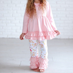 Girls Light Floral Ruffle Set