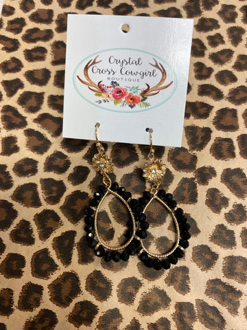 Beaded Teardrop Flower Earrings