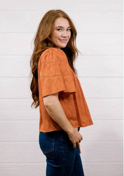 Oh My Stars Paige Top- Burnt Orange