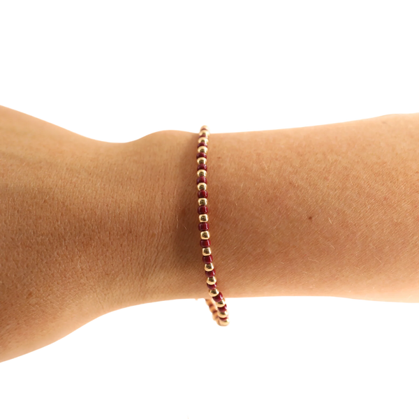 Beaded Blondes Demi Bracelet in Maroon