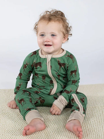 Goosies Deer Long Sleeve Zip Up Onsie