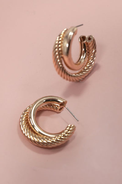 Bold Twisted Gold Hoops