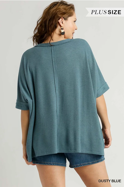 Curvy Pepper Top-Dusty Blue