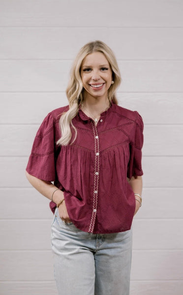 Oh My Stars Paige Top- Maroon