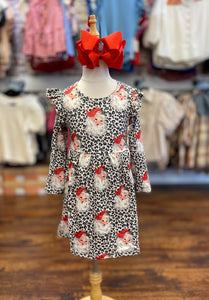 Girls Cheetah Santa Dress