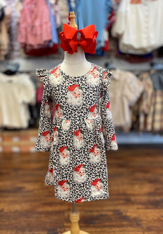 Girls Cheetah Santa Dress