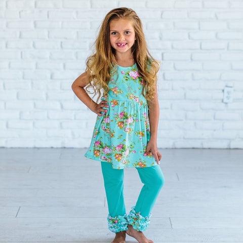 Girls Floral Leggings Set