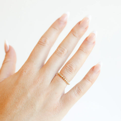 Beaded Blondes Ella Beaded Band Ring in Gold