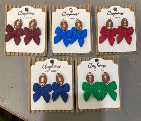 Football & Bow Earrings