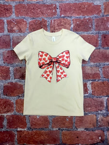 Girls Valentines Bow Tee