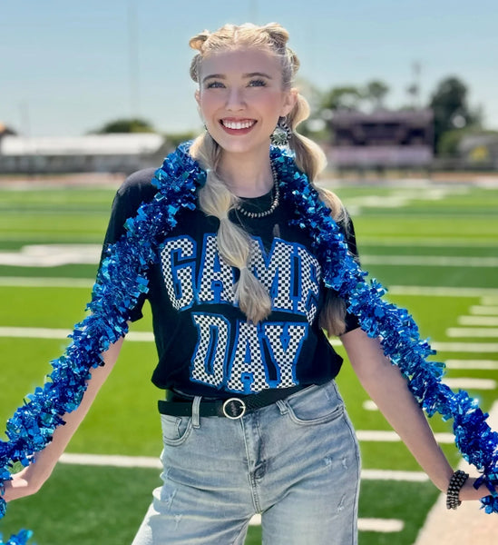 Checkered Game Day with Metallic Puff Tee