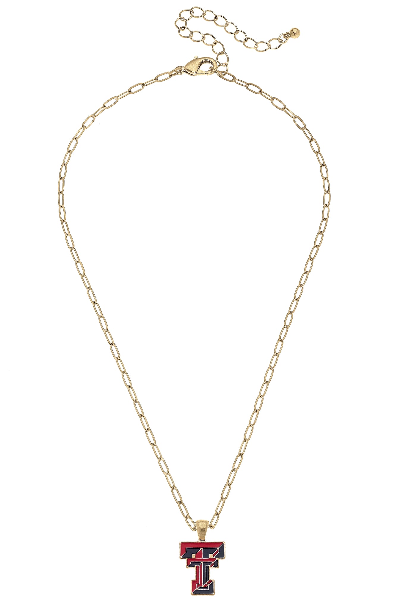 Texas Tech Raiders Enamel Pendant Necklace in Shiny Gold