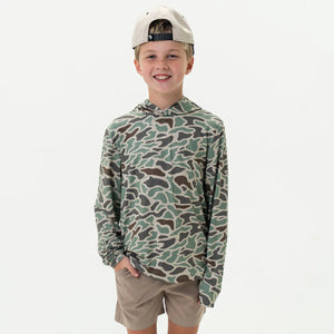 Burlebo Youth Performance Hoodie- Retro Duck Camo