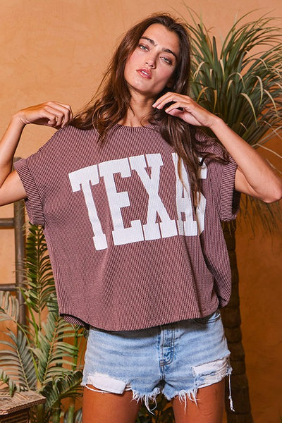 Texas Graphic Textured Top