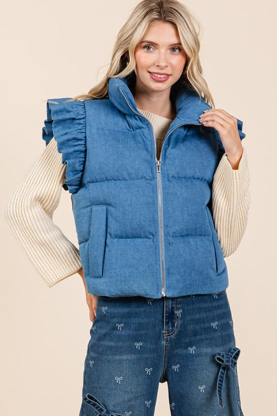 Denim Puffer Vest