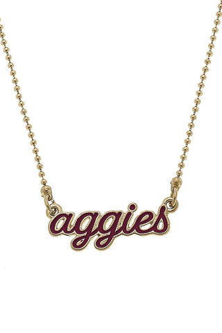 Texas A&M Aggies Enamel Script Necklace