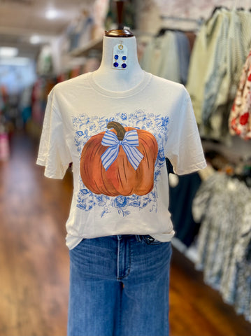 Blue Floral Pumpkin Tee
