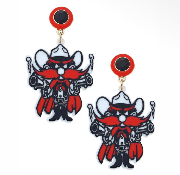 Texas Tech Red Raider Mascot Earrings