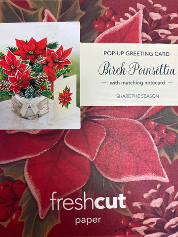 Freshcut Birch Poinsettia Mini Pop-Up Greeting Card