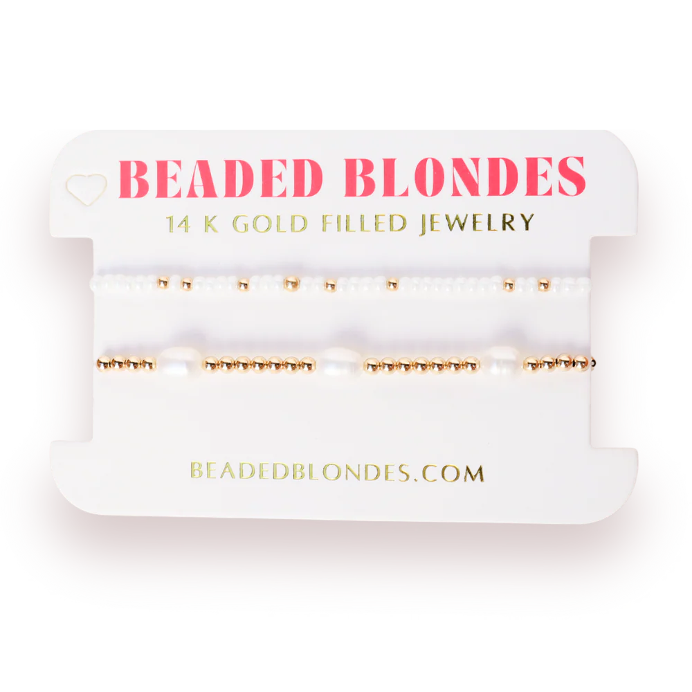 Beaded Blondes Poppi Pearl Luster Stack Bracelets